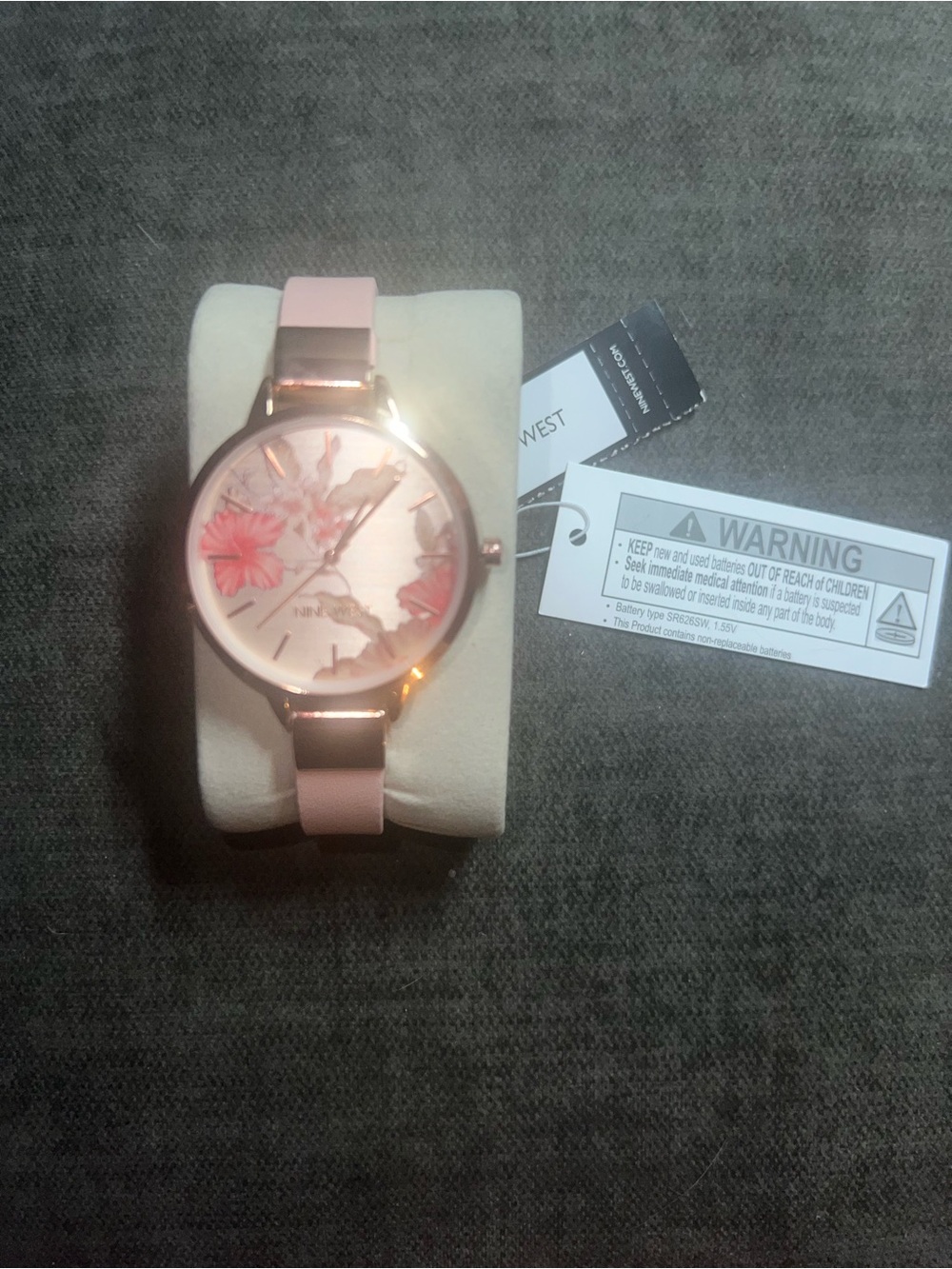 Nine West Rose Gold Case Pink Floral Dial Women's Watch